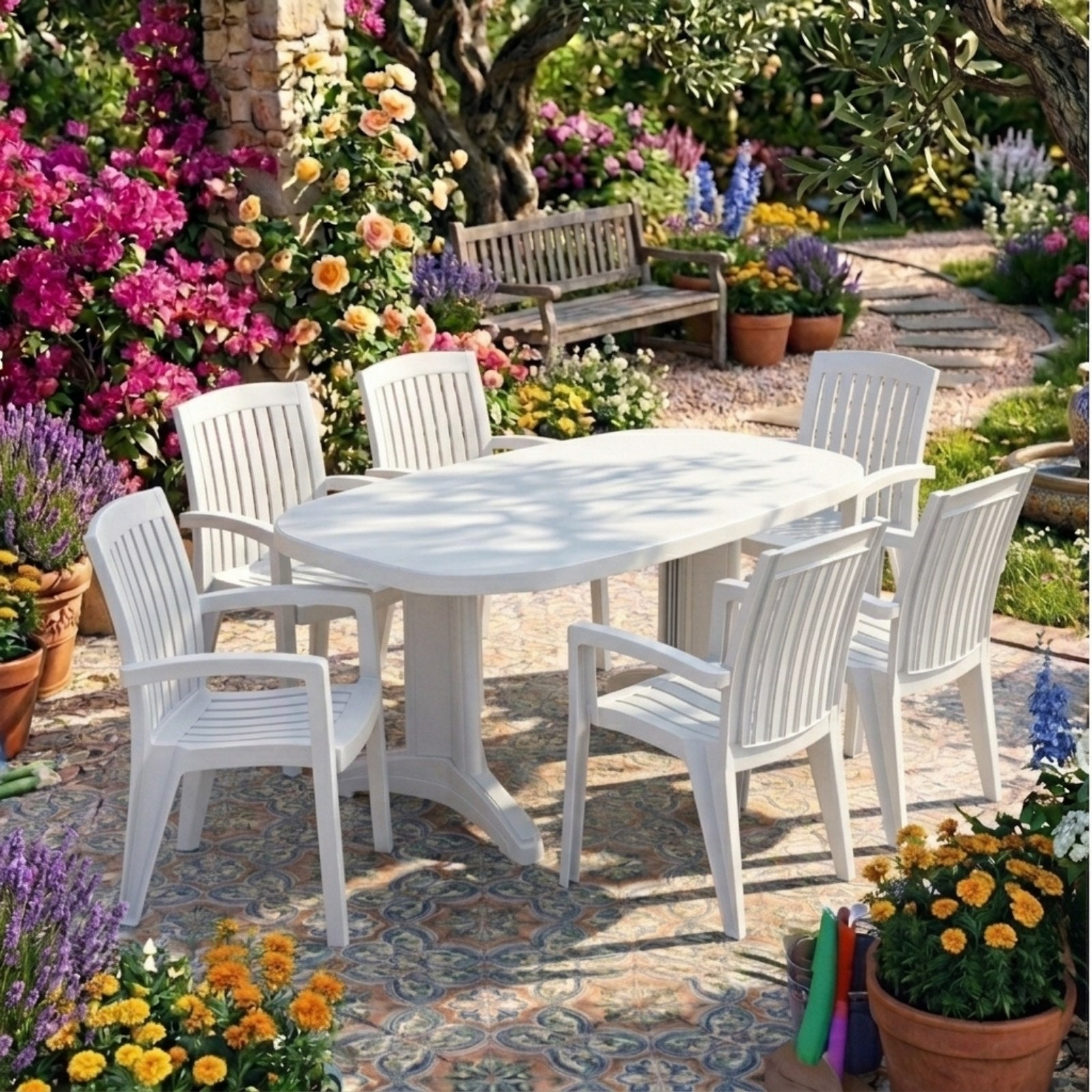 Papatya Laguna X Masa Sandalye Takımı - 6 Kişilik Bahçe Balkon Set