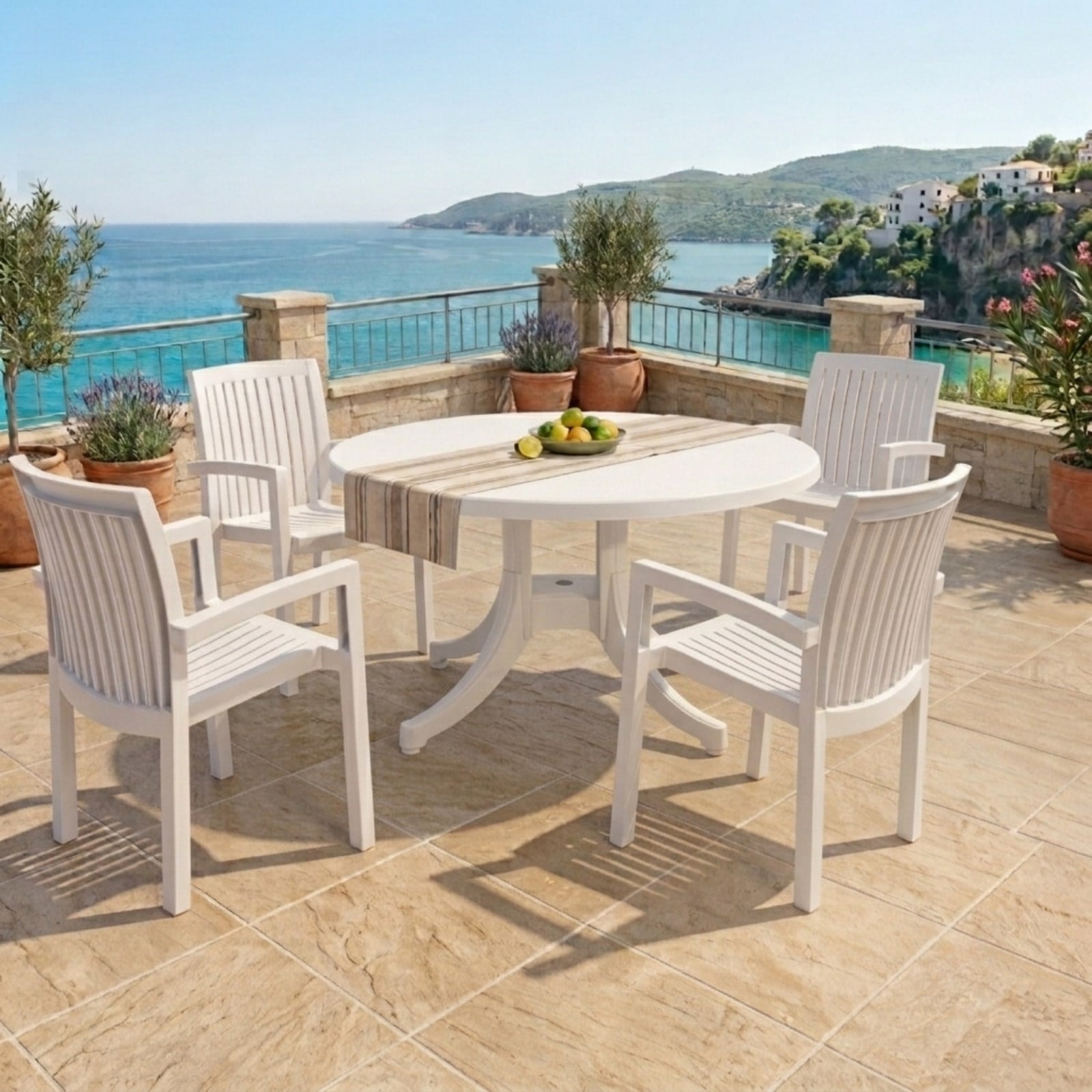 Papatya Nova X 120lik Yuvarlak Masa Sandalye Takımı - 4 ve 6 Kişilik Bahçe Balkon Set