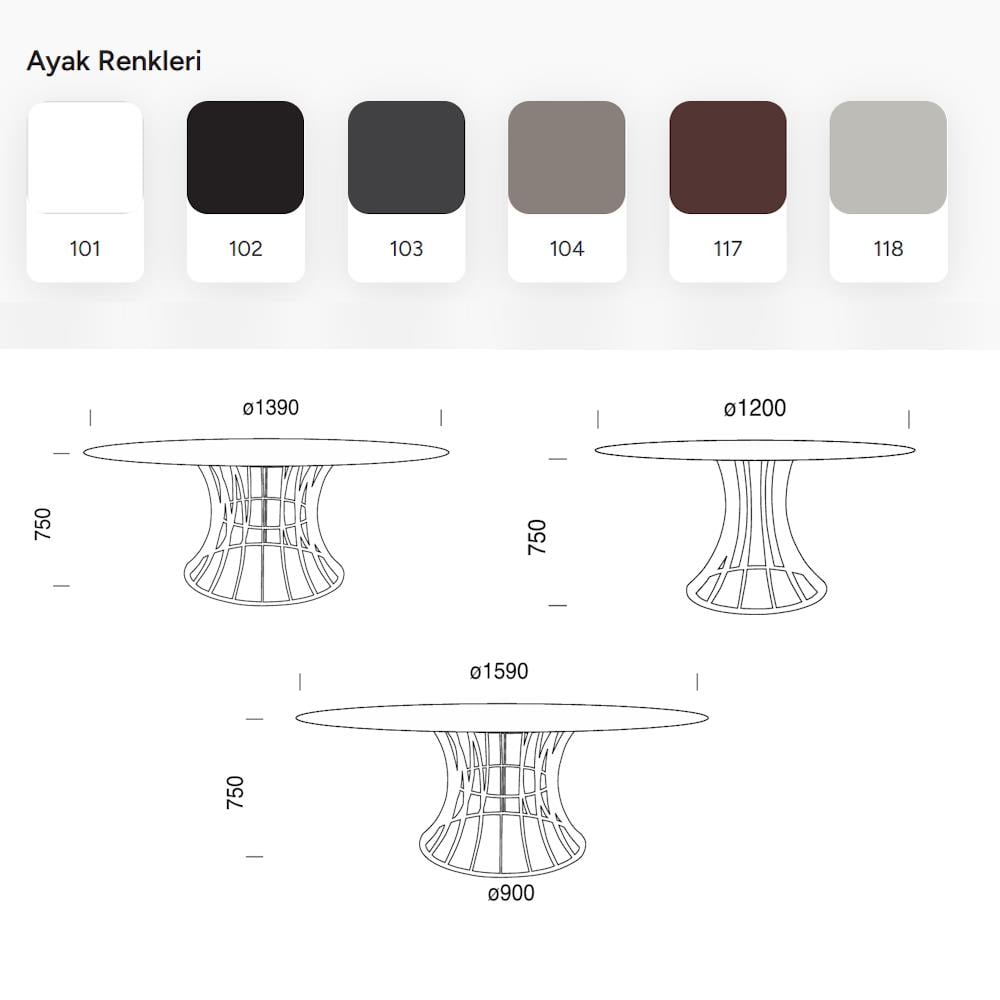 Papatya Onıx Masa - Compact Tabla & Metal Ayak