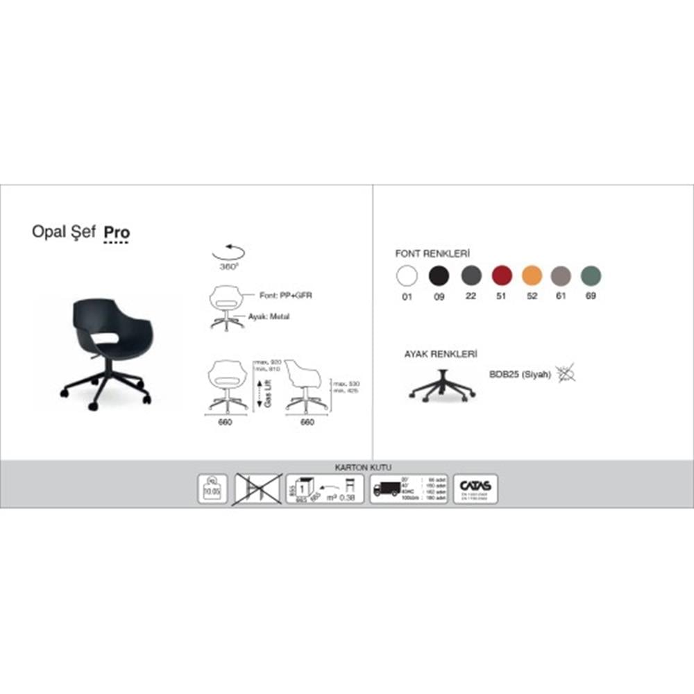 Papatya Opal Şef Pro Koltuk | Tekerlekli Amortisörlü Çalışma Ofis Koltuğu