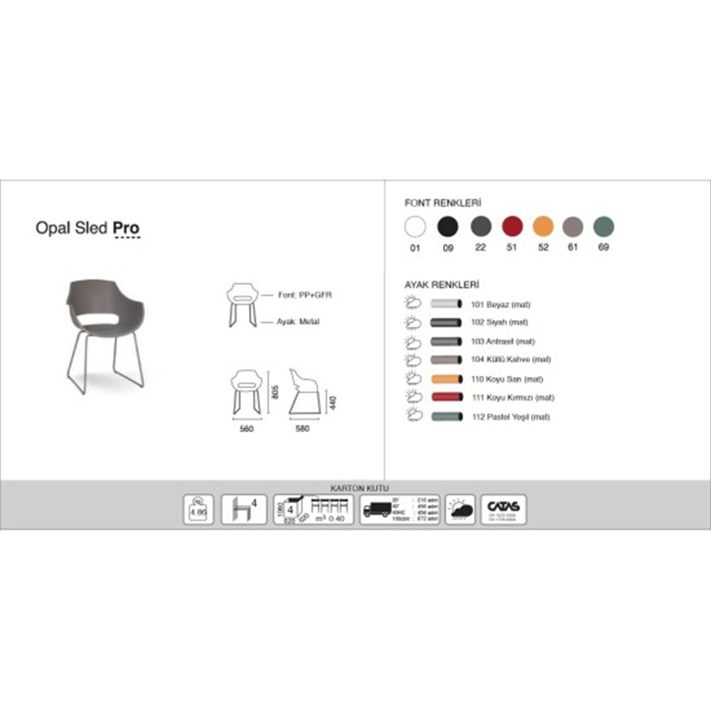 Papatya Opal Sled Pro Koltuk | Metal Ayak - Plastik Font | Ev Ofis Bahçe Koltuğu