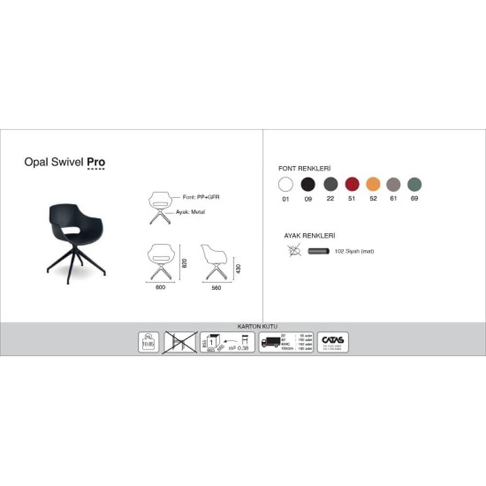 Papatya Opal Swivel Pro Koltuk | Metal Ayaklı - Plastik Font | Ev Ofis Koltuğu