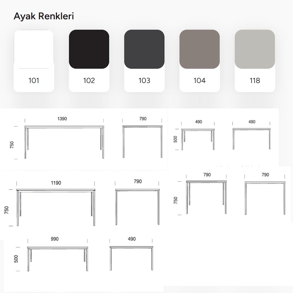 Papatya SLIM  Masa - Compact Tabla & Metal Ayak