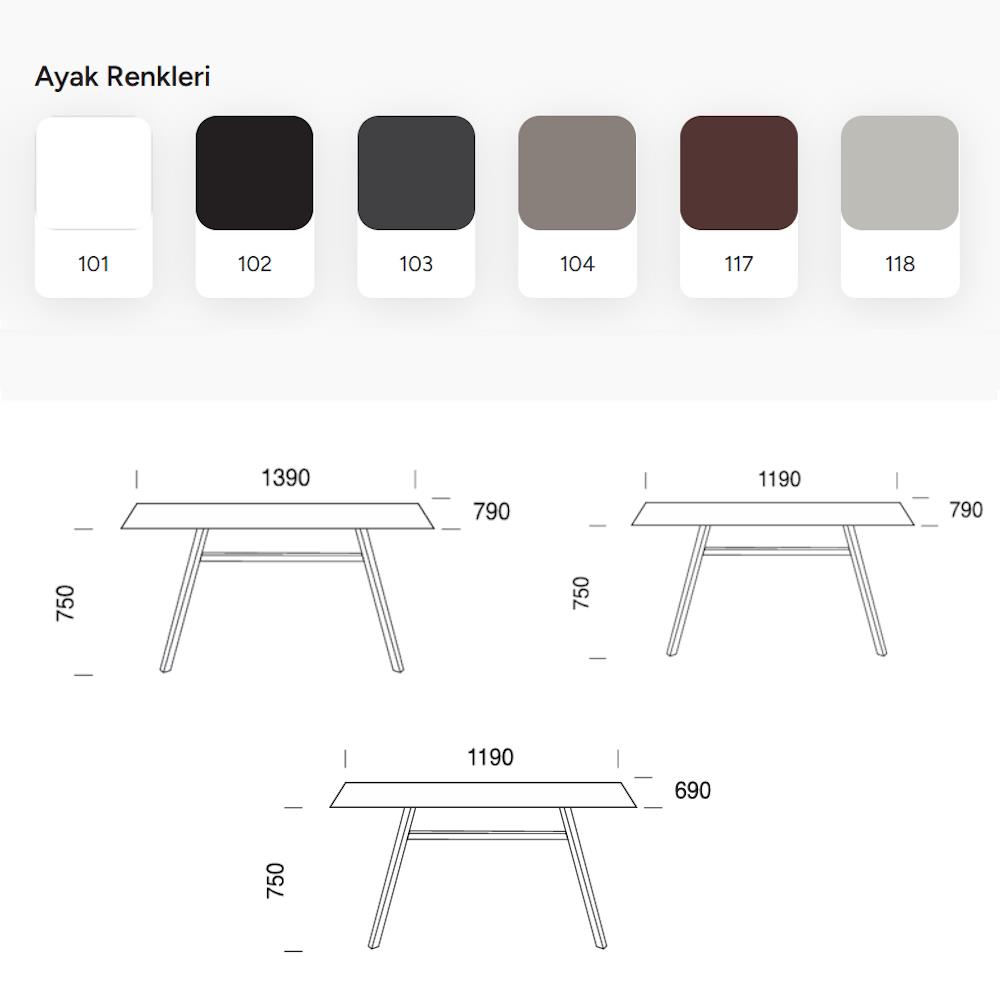 Papatya Tower Masa - MDF Tabla & Metal Ayak