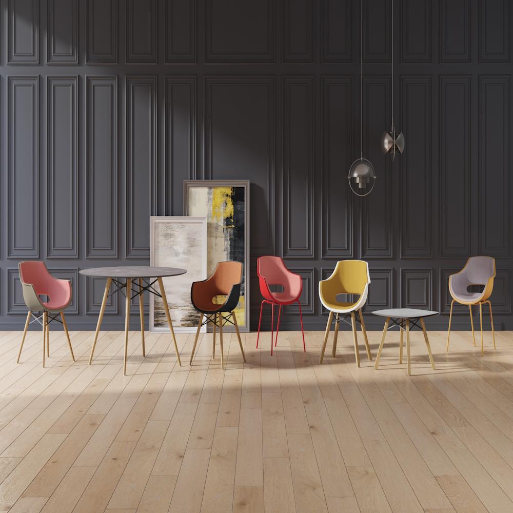 Papatya Wox Masa 99x99 cm - Compact Tabla & Ahşap Ayak