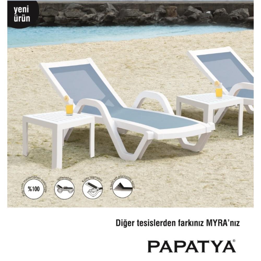 Papatya Suda Bahçe Balkon Şezlong Sehpası - 35x40 h:40 cm - Portatif Şezlong