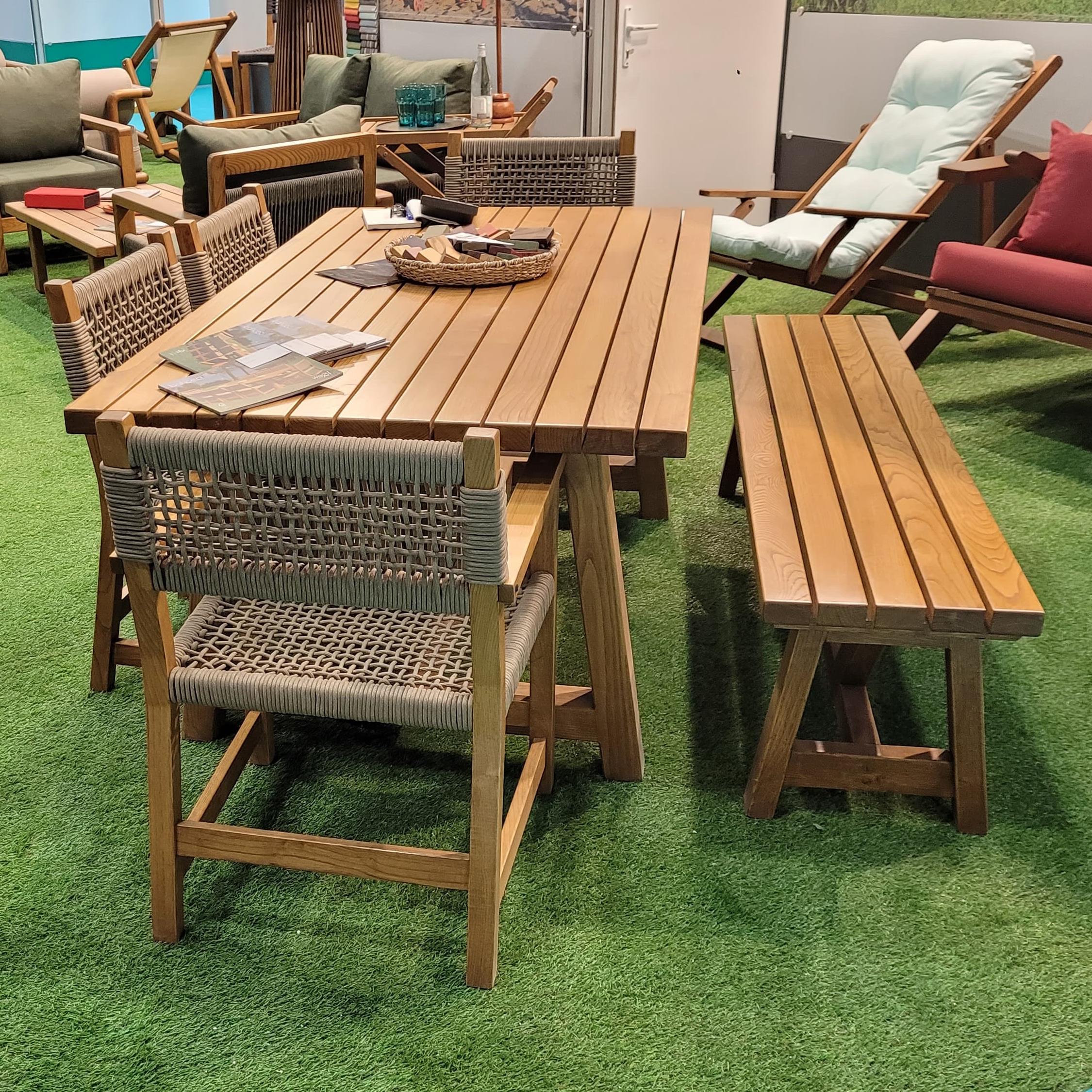 Taksim 7 Kişilik Ahşap Bahçe Takımı- Kestane Ağacından Bank, Masa ve Sandalye Takımı