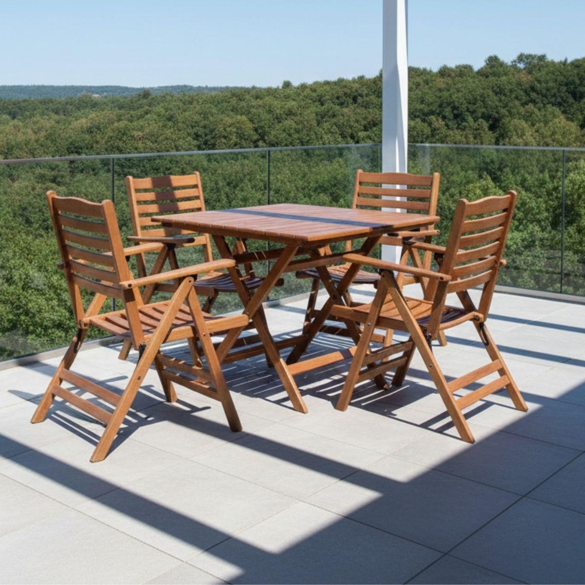 Ürgüp Ahşap Masa Sandalye Takımları -4 Kişilik Katlanır Bahçe Balkon Set