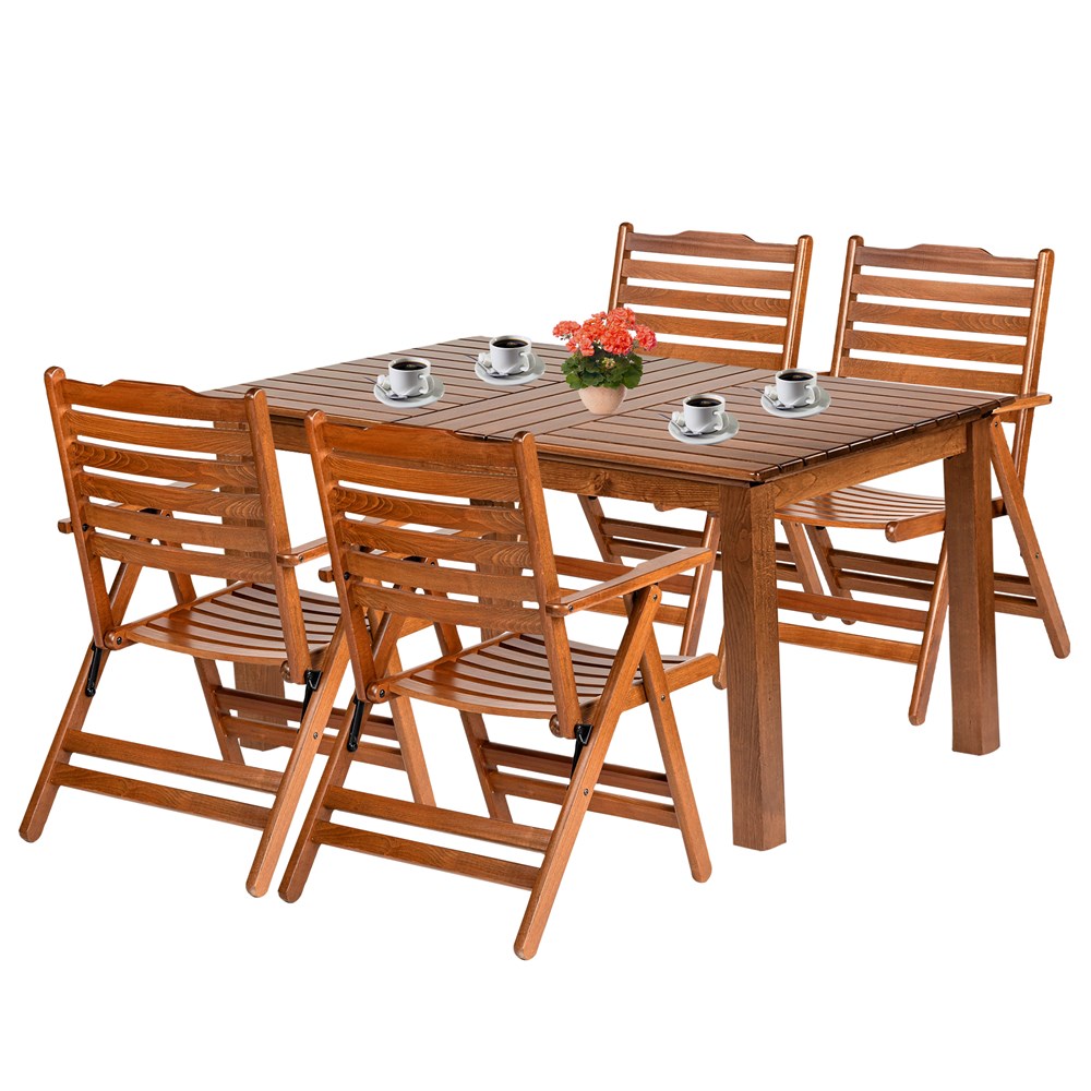 Ürgüp S Ahşap Masa Sandalye Takımları - 4 & 6 Kişilik Bahçe Balkon Set