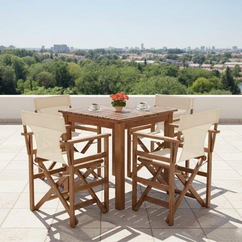 Yönetmen Ahşap Masa Sandalye Takımları - 2, 3, 4 Kişilik Bahçe Balkon Set