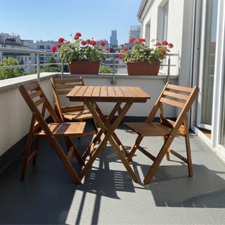 Albatros Ada Katlanır Ahşap Bahçe Balkon Takımı: 60x60 Masa + 2 Sandalye