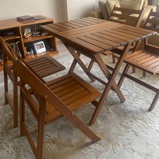 Albatros Ahşap Masa Sandalye Takımları -4 Kişilik Katlanır Bahçe Balkon Set