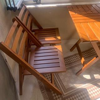 Albatros Ahşap Masa Sandalye Takımları - Beyaz Renk 4 Kişilik Katlanır Bahçe Balkon Set