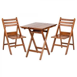 Albatros Ahşap Masa Sandalye Takımları -Beyaz Renk 2 Kişilik Katlanır Bahçe Balkon Set