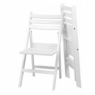 Albatros Katlanır Ahşap Sandalye - Beyaz Renk, Kolçaksız Bahçe Balkon Sandalyesi