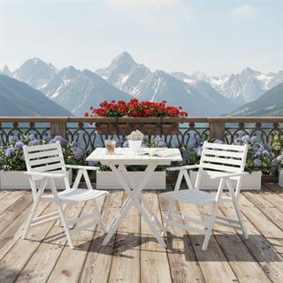 Antalya Ahşap Masa Sandalye Takımı Beyaz - 2 Kişilik Katlanır Bahçe Balkon Set