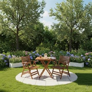 Antalya Ahşap Masa Sandalye Takımları -2 Kişilik Katlanır Bahçe Balkon Set