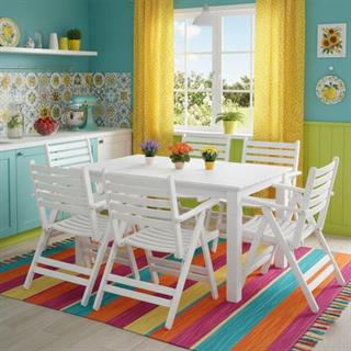 Antalya Ahşap Masa Sandalye Takımları Beyaz - 4 ve 6 Kişilik Bahçe Balkon Set