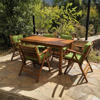 Antalya Ahşap Masa Sandalye Takımları - Düz Minderli 4 ve 6 Kişilik Bahçe Balkon Set