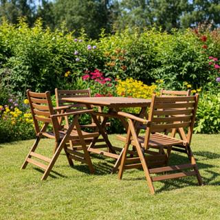 Antalya Ahşap Masa Sandalye Takımları -4 ve 6 Kişilik Katlanır Bahçe Balkon Set