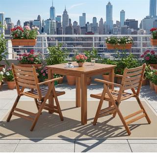 Antalya Ahşap Masa Sandalye Takımları - 2 Kişilik Bahçe Balkon Seti -Sabit Masalı