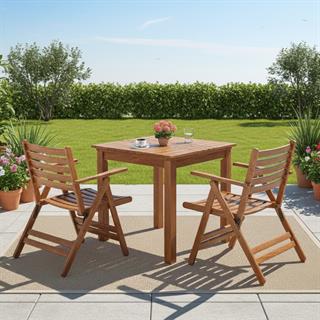 Antalya Ahşap Masa Sandalye Takımları - 2 Kişilik Bahçe Balkon Seti -Sabit Masalı