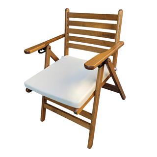 Antalya Katlanır Ahşap Bahçe Balkon Sandalyesi -Kolçaklı, Oturum Minderli, 4 Kademe