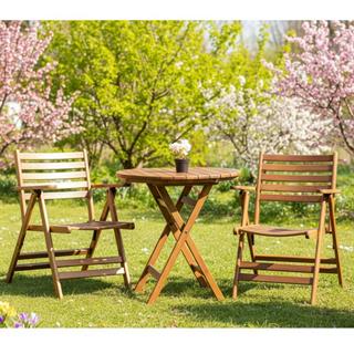 Antalya Katlanır Ahşap Masa Sandalye Takımları - 2 Kişilik Yuvarlak Bahçe Balkon Set