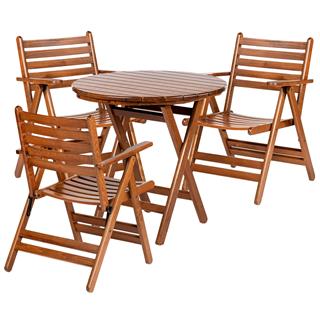 Antalya Katlanır Ahşap Masa Sandalye Takımları - 2 Kişilik Yuvarlak Bahçe Balkon Set