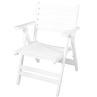 Antalya Kolçaklı Katlanır Sandalye Beyaz - Ahşap Bahçe Balkon Sandalyesi  (London Chair - White)
