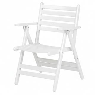 Antalya Kolçaklı Katlanır Sandalye Beyaz - Ahşap Bahçe Balkon Sandalyesi  (London Chair - White)