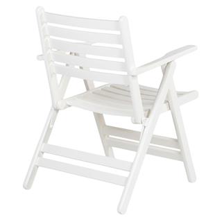 Antalya Kolçaklı Katlanır Sandalye Düz Minderli Beyaz - Ahşap Bahçe Balkon Sandalyesi  (London Chair - White)