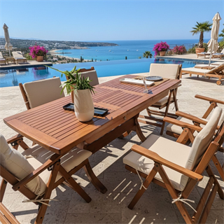 Antalya Side Ahşap Masa Sandalye Takımları - 6, 8, 10, 12 Kişilik Bahçe Balkon Set