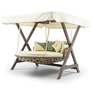 Anzer İki Kişilik Ahşap Salıncak Dış Mekan Bahçe Balkon Ve Teras Salıncağı