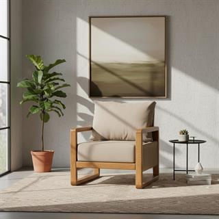 Oslo İkili Ahşap Koltuk - Masif Kestane, Minderli, İki Kişilik İç & Dış Mekan Koltuğu