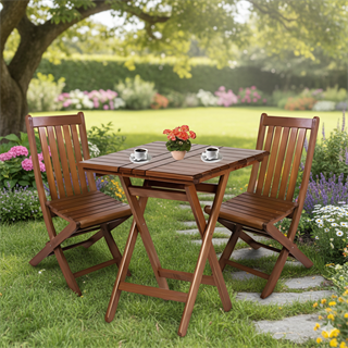Avşa Ahşap Masa Sandalye Takımları -2 Kişilik Katlanır Bahçe Balkon Set