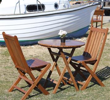 Avşa Ahşap Masa Sandalye Takımları - 3 Kişilik Katlanır Bahçe Balkon Yuvarlak Set