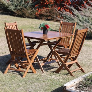 Avşa Ahşap Masa Sandalye Takımları - 4 Kişilik Katlanır Bahçe Balkon Set Kare
