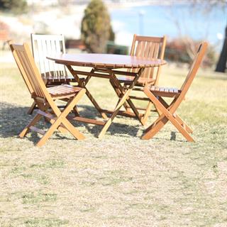 Avşa Ahşap Masa Sandalye Takımları - 4 Kişilik Katlanır Bahçe Balkon Yuvarlak Set