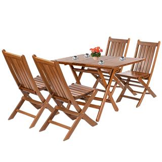 Avşa Ahşap Masa Sandalye Takımları Beyaz - 4 Kişilik Katlanır Bahçe Balkon Set