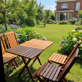 Avşa Ahşap Masa Sandalye Takımları -4 Kişilik Katlanır Bahçe Balkon Set