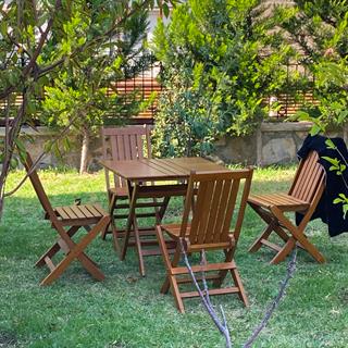 Avşa Ahşap Masa Sandalye Takımları -4 Kişilik Katlanır Bahçe Balkon Set