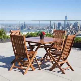 Avşa Ahşap Masa Sandalye Takımları - 4 Kişilik Katlanır Bahçe Balkon Set Kare