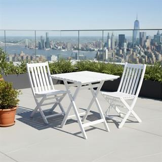 Avşa Ahşap Masa Sandalye Takımları Beyaz - 2 Kişilik Katlanır Bahçe Balkon Set