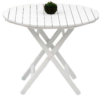 Avşa Ahşap Masa Sandalye Takımları Beyaz - 2 ve 3 Kişilik Katlanır Bahçe Balkon Yuvarlak Set