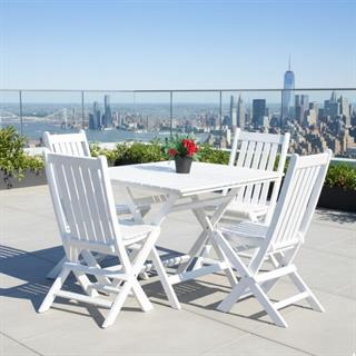 Avşa Ahşap Masa Sandalye Takımları Beyaz - 4 Kişilik Bahçe Balkon Set Kare