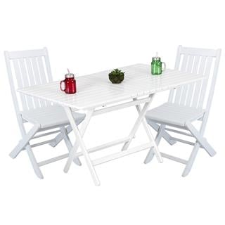 Avşa Ahşap Masa Sandalye Takımları Beyaz - 4 Kişilik Katlanır Bahçe Balkon Set