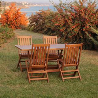 Avşa LX Ahşap Masa Sandalye Takımları -4 ve 6 Kişilik Katlanır Bahçe Balkon Set