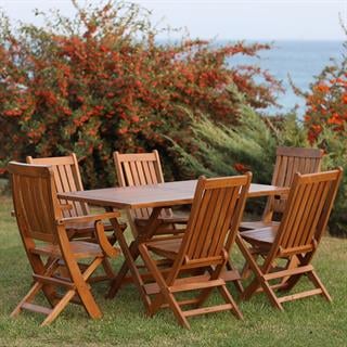 Avşa LX2 Ahşap Masa Sandalye Takımları - 6 ve 8 Kişilik Katlanır Bahçe Balkon Set