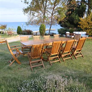 Avşa Side Ahşap Masa Sandalye Takımları -10 Kişilik Bahçe Balkon Set
